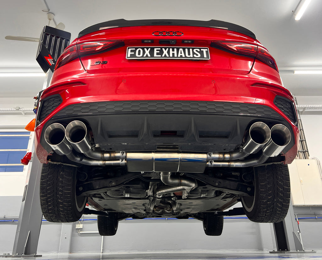 Fox passend für Audi S3 GY - Limousine Halbanlage ab OPF mit Abgasklappen - 2x114 Typ 25 rechts/links