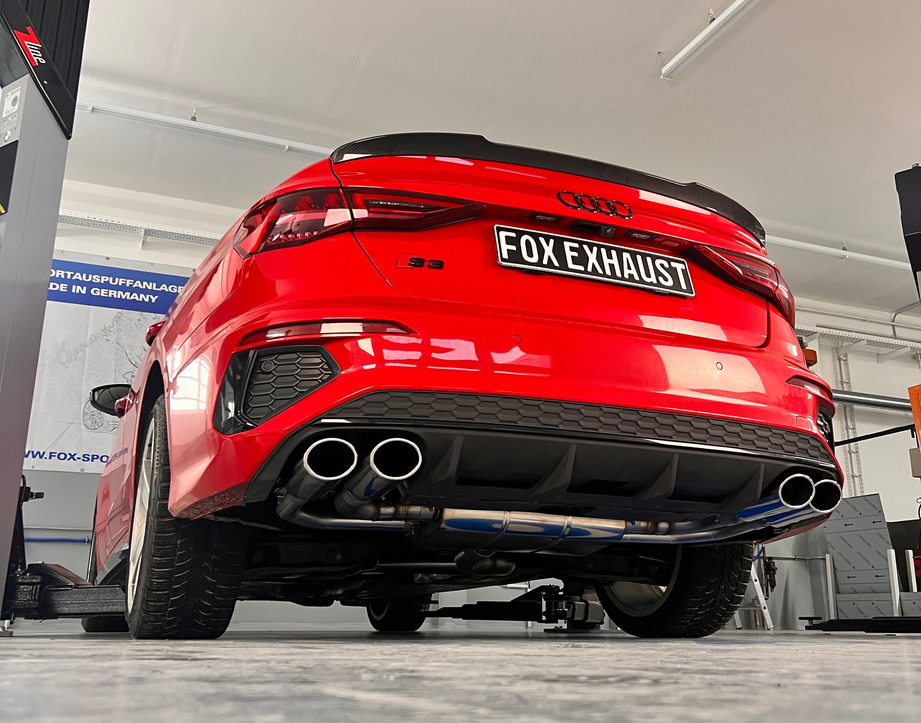 Fox passend fürAudi S3 GY - Limousine Halbanlage ab OPF mit Abgasklappen - 2x106x71 Typ 44 rechts/links