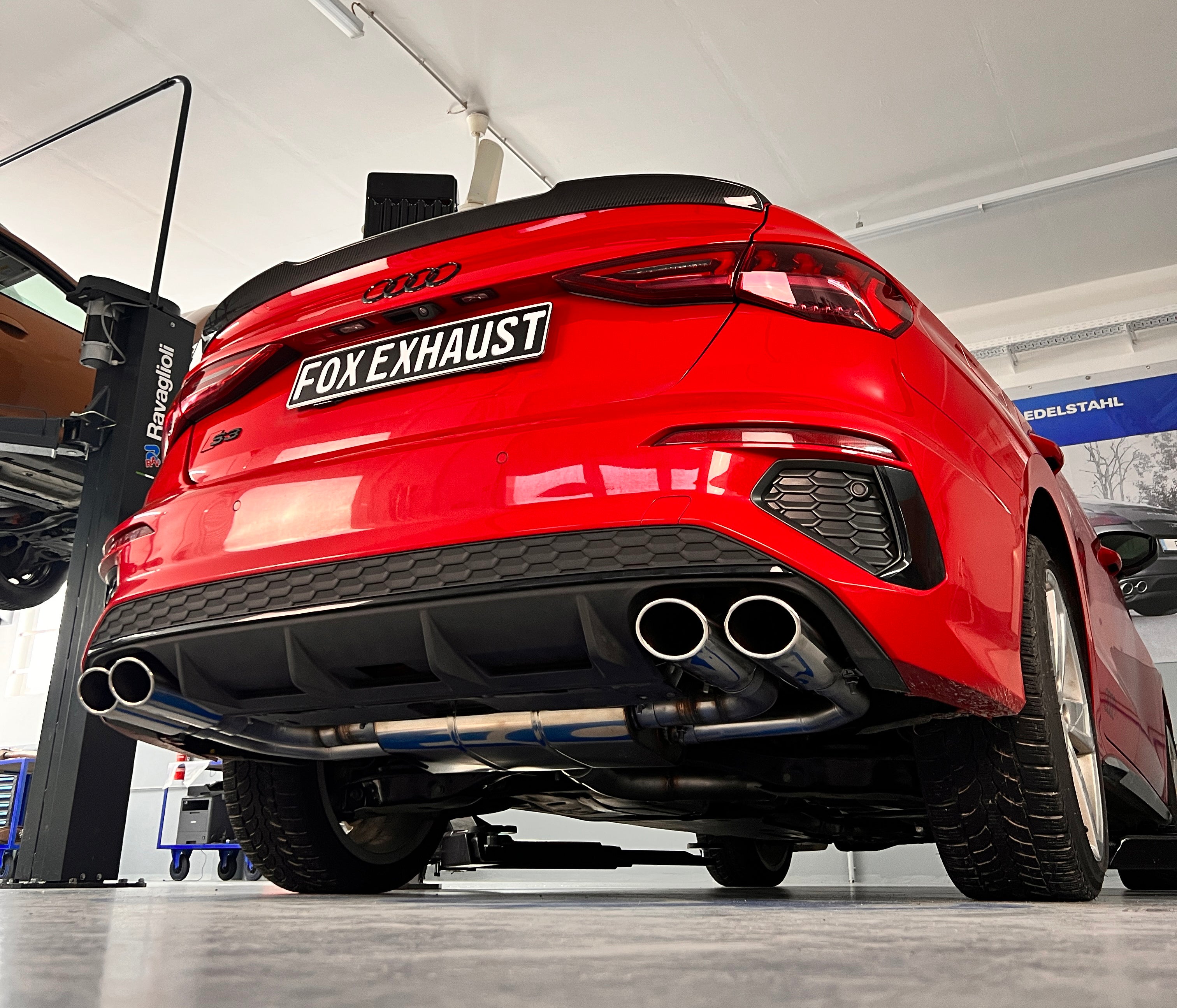 Fox passend fürAudi S3 GY - Limousine Halbanlage ab OPF mit Abgasklappen - 2x106x71 Typ 44 rechts/links