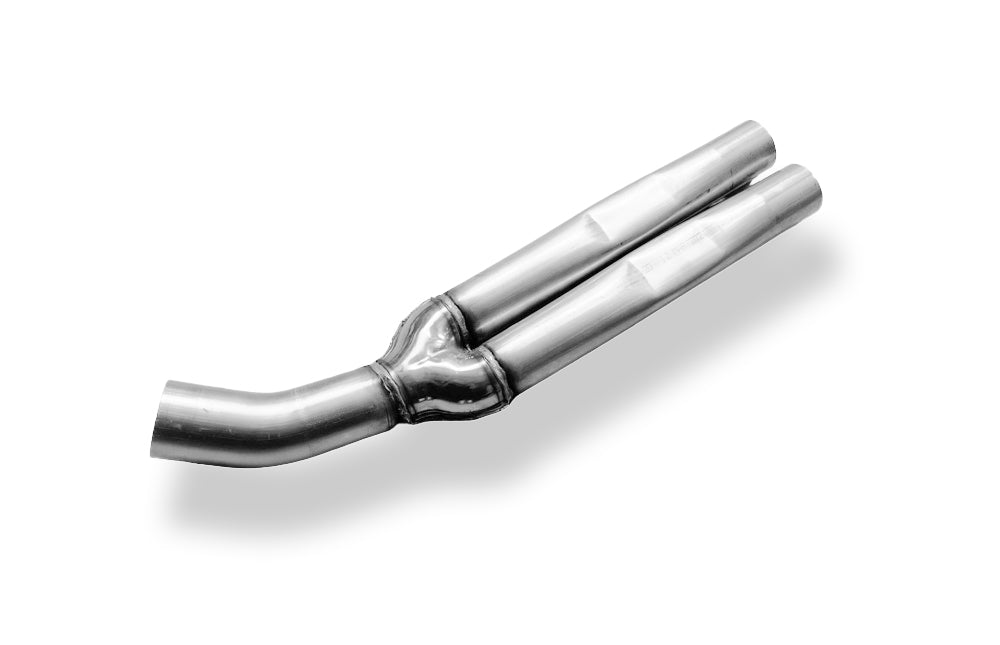 Fox passend für Audi S4 B5 Verbindungsrohr 76/2x70 mit Adapter 2x55 passend auf die originalen Katalysatoren