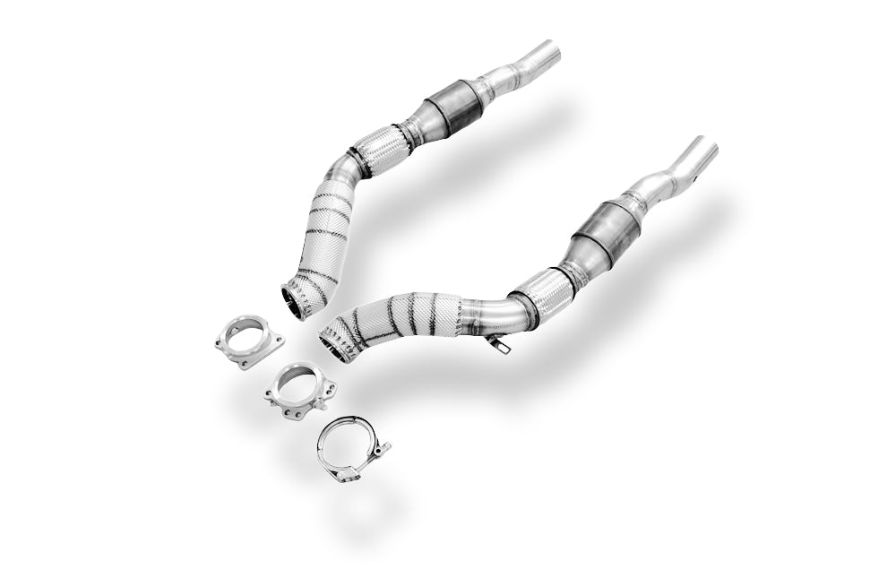 Fox passend fürAudi S4/ RS4 B5 Downpipe 76mm mit ECE geprüften HJS Katalysatoren für K03, k04- und k06-Lader - mit Thermoisolierung - HJS Katalysatoren mit HD-Design (Dreifach-Folienwicklung, Drei Wickelzentren, optimierte Folienstruktur für maximale Dauerhaltbarke