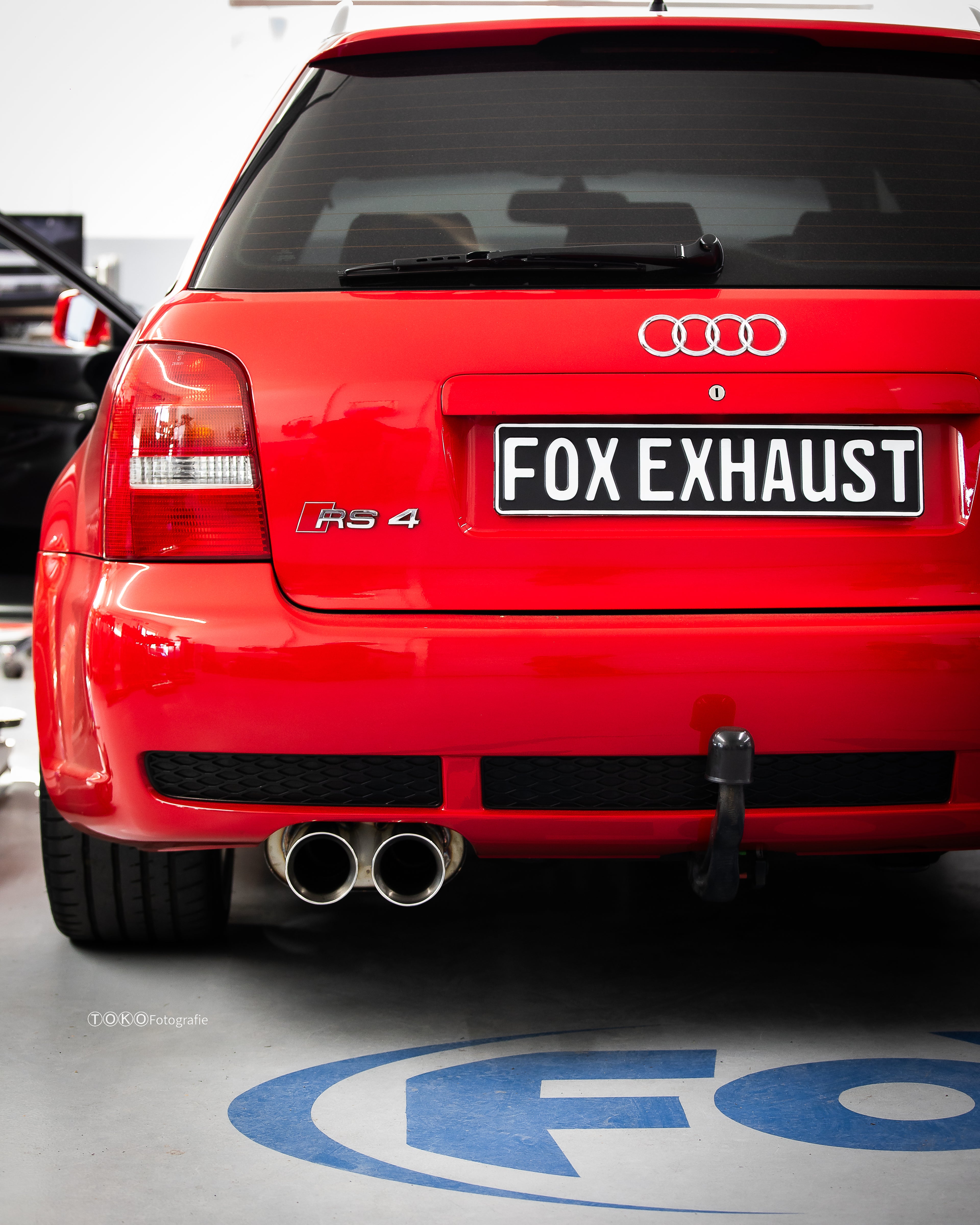 Fox passend fürAudi RS4 B5 - Edelstahl-System End- und Vorschalldämpfer 90mm - 2x90 Typ 25 - inkl. Y-Adapter auf 76mm Downpipes