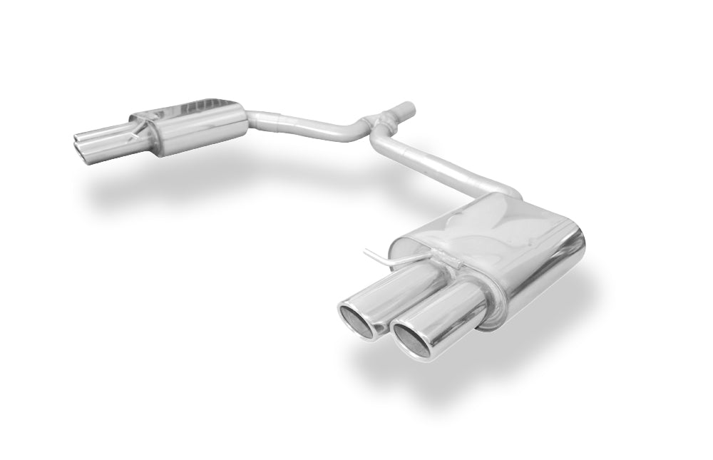 Fox passend für Audi A5 8T Coupe + S-Line Endschalldämpfer rechts/links zweiflutig inkl. Y-Adapterrohr Ø65mm innen - 2x88x74 Typ 32 rechts/links