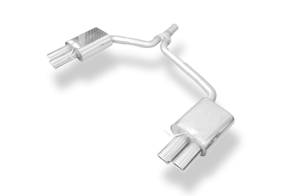 Fox passend fürAudi A5 8T Coupe + S-Line Endschalldämpfer rechts/links zweiflutig inkl. Y-Adapterrohr Ø65mm innen - 2x88x74 Typ 32 rechts/links