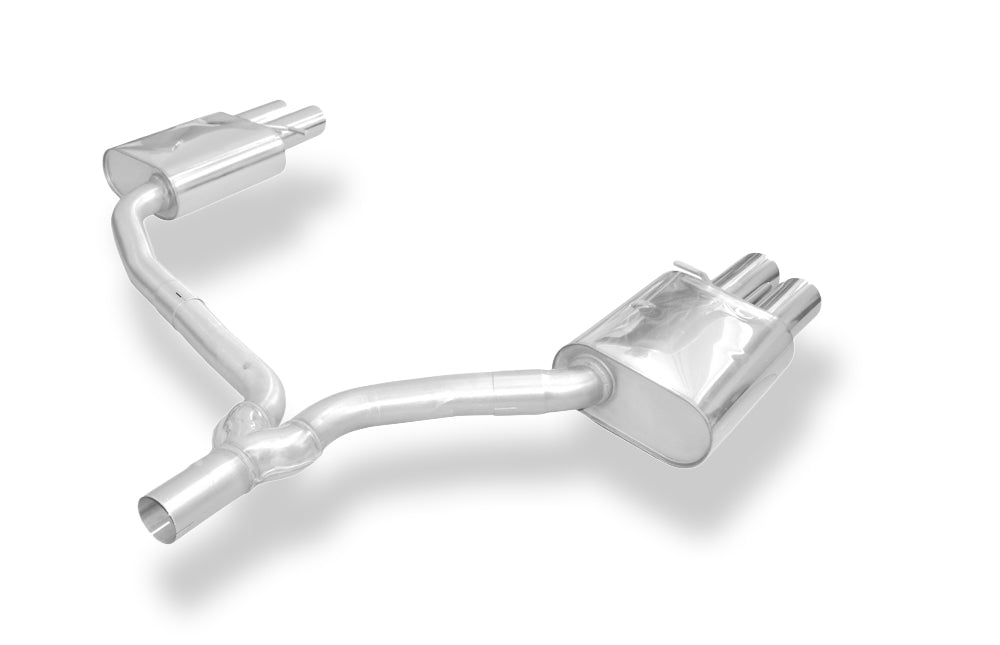 Fox passend fürAudi A5 8T Coupe + S-Line Endschalldämpfer rechts/links zweiflutig inkl. Y-Adapterrohr Ø65mm innen - 2x88x74 Typ 32 rechts/links