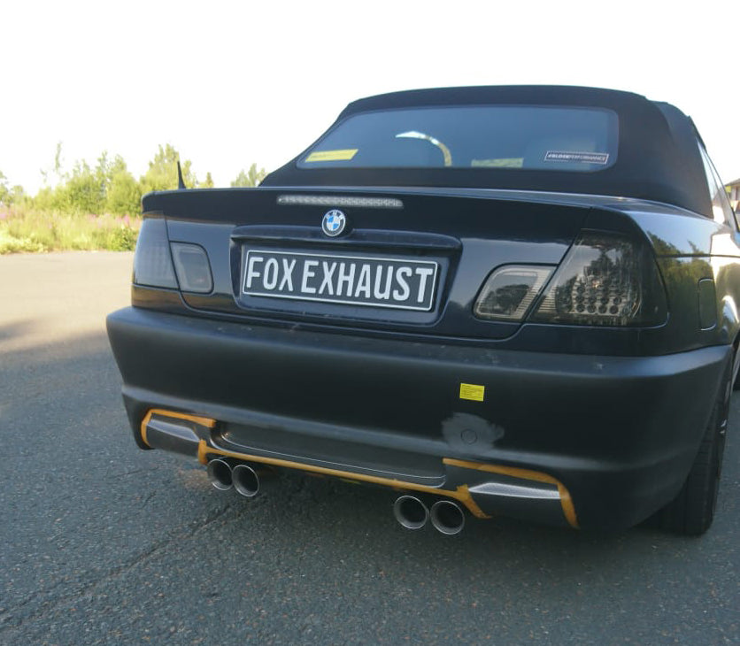Fox passend für BMW E46 320/ 323/ 325/ 328/ 330 M3-Optik V2 Endschalldämpfer Ausgang zentriert - 4x90mm Typ 25 mittig Variante 2