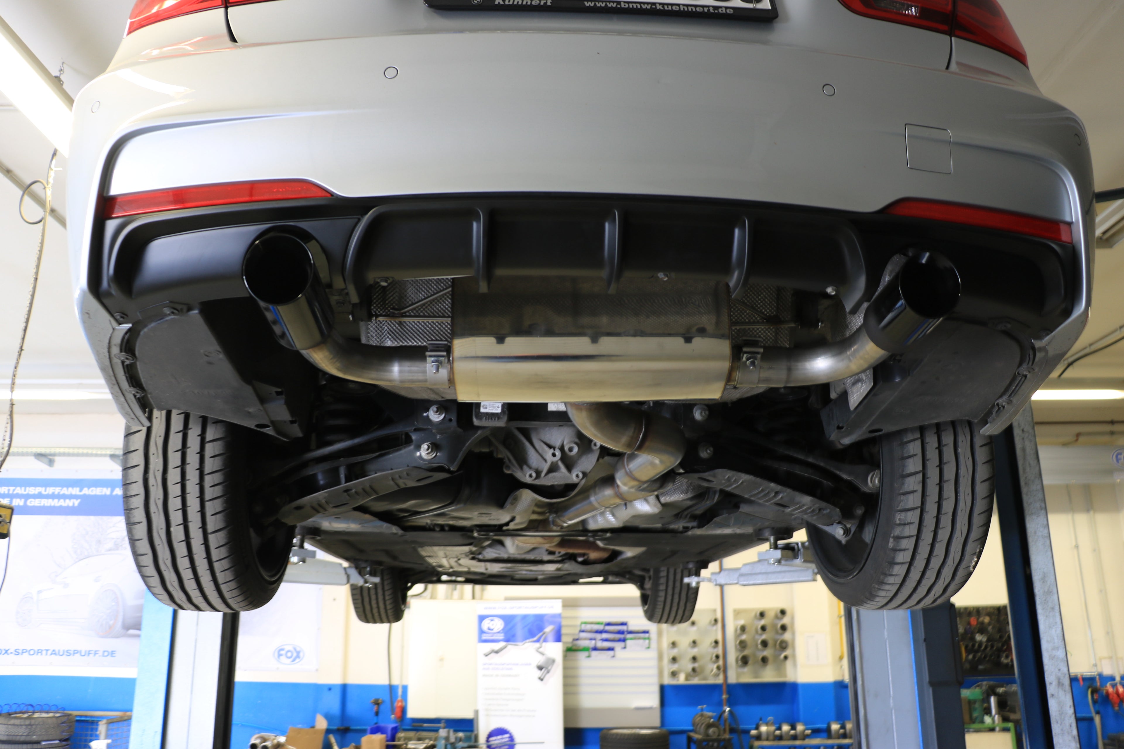Fox passend für BMW F30/31 - 335d Endschalldämpfer quer Ausgang rechts/links - 1x90 Typ 25 rechts/links schwarz matt keramikbeschichtet