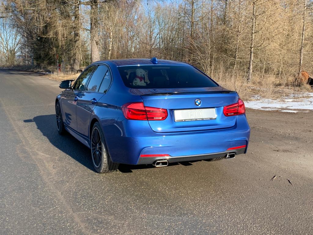 Fox passend fürBMW F30/31 - 330i/ 340i xDrive Endschalldämpfer quer Ausgang rechts/links - 145x65 Typ 59 rechts/links - mit Abgasklappe im linken Endrohr