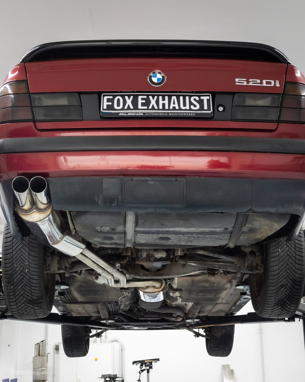 Fox passend fürBMW E34 520i Endschalldämpfer inkl. Zusatzhalter und Vorschalldämpfer - 2x76 Typ 14