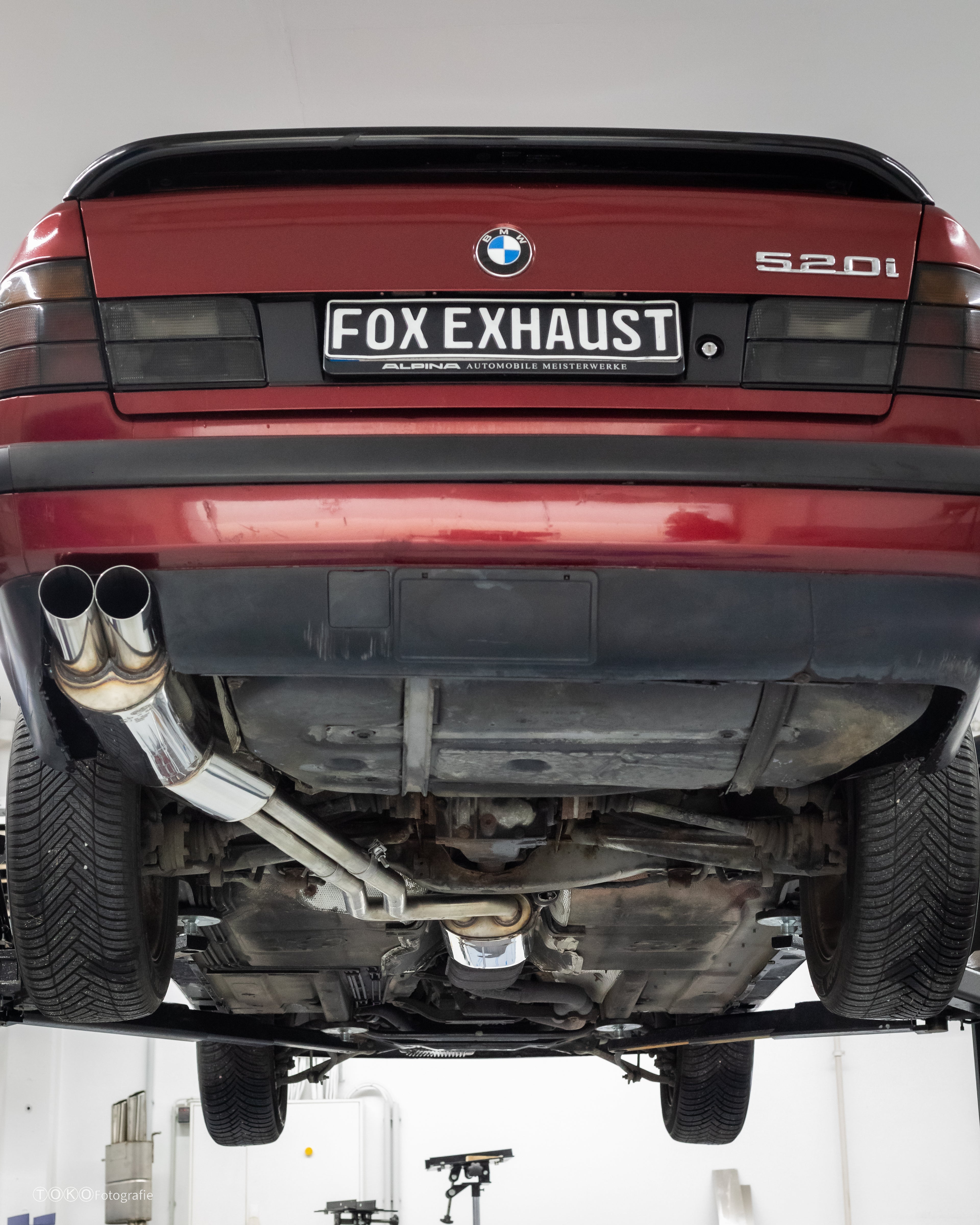 Fox passend fürBMW E34 520i Endschalldämpfer inkl. Zusatzhalter und Vorschalldämpfer - 2x76 Typ 14
