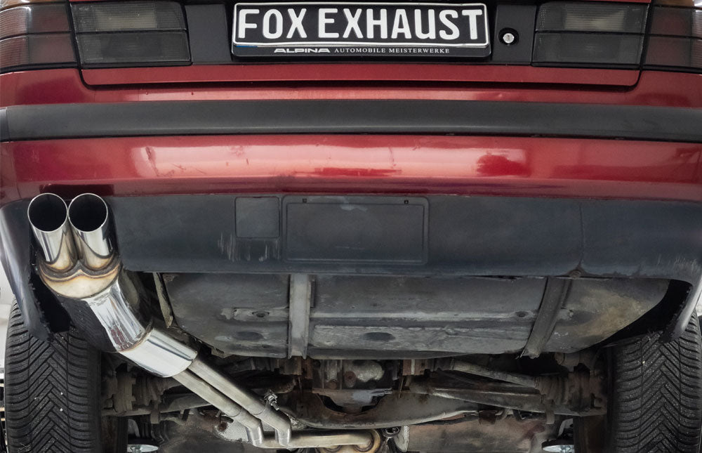 Fox passend fürBMW E34 520i Endschalldämpfer inkl. Zusatzhalter und Vorschalldämpfer - 2x76 Typ 14