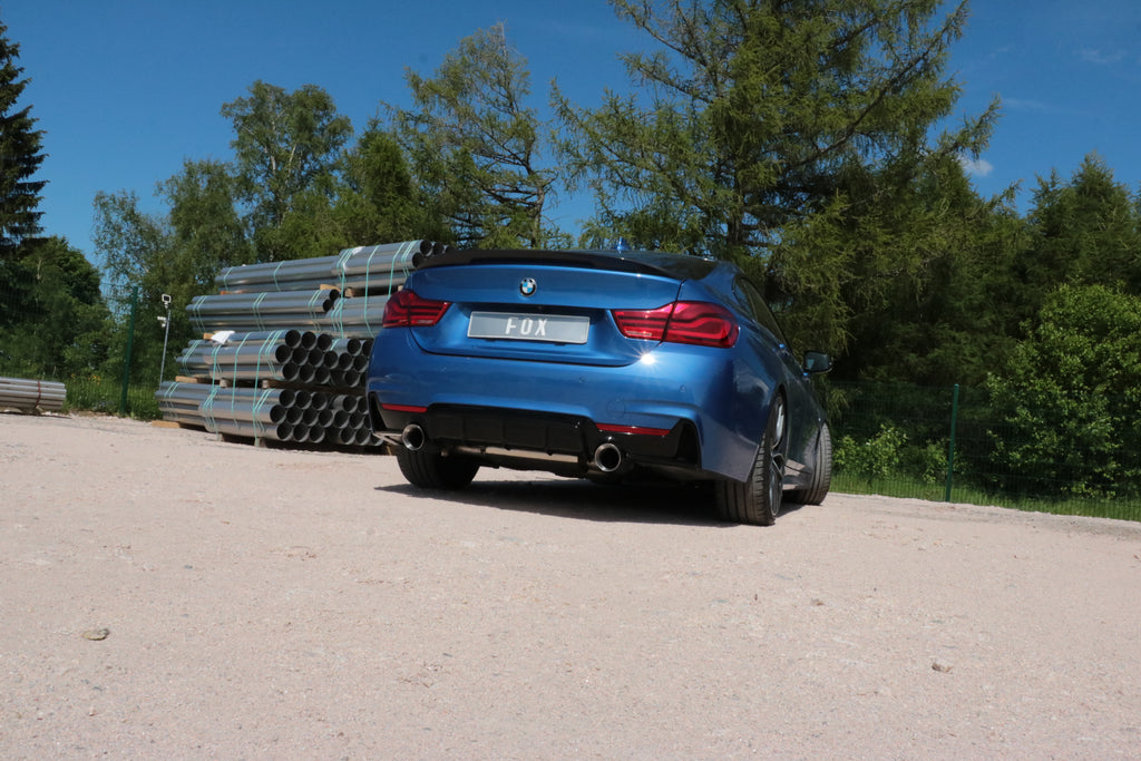 Fox passend fürBMW F36 - 440i xDrive Grand Coupe - M-Paket Endschalldämpfer quer Ausgang rechts/links - 1x100 Typ 25 rechts/links - mit Abgasklappe im linken Endrohr
