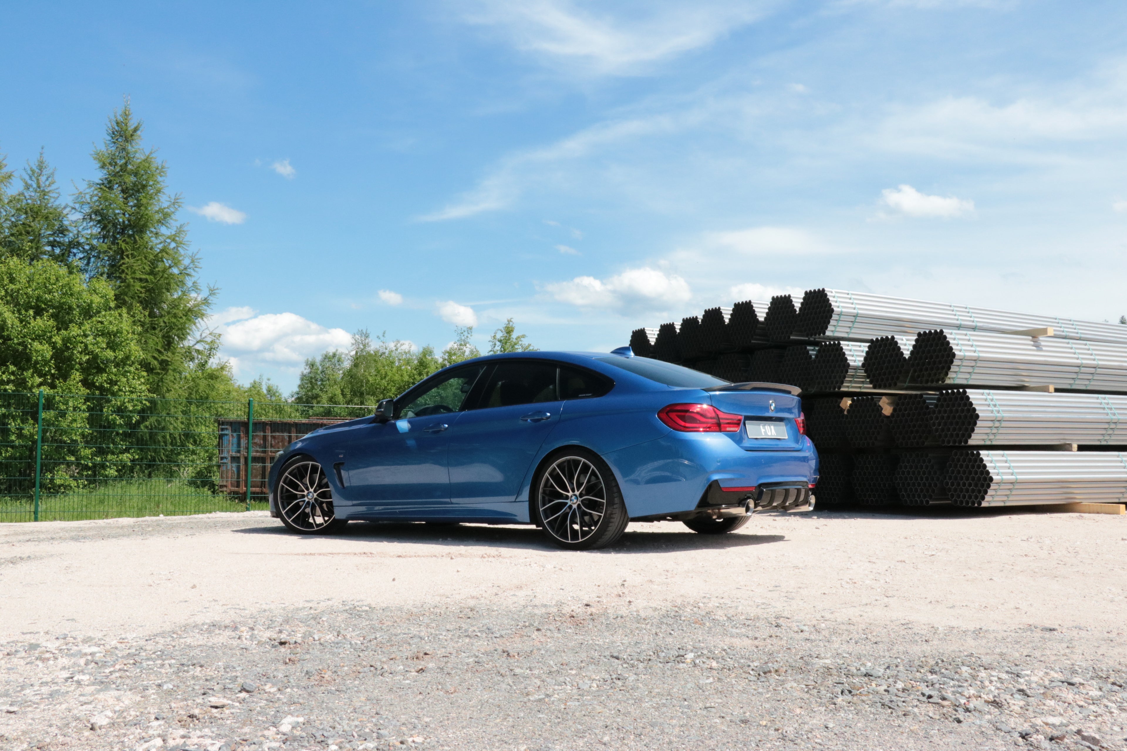 Fox passend fürBMW F36 - 440i xDrive Grand Coupe - M-Paket Endschalldämpfer quer Ausgang rechts/links - 1x100 Typ 25 rechts/links - mit Abgasklappe im linken Endrohr