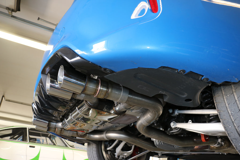 Fox passend fürBMW F87 M2 Competition + CS Endschalldämpfer quer Ausgang rechts/links mit 2 Abgasklappen - 2x90 Typ 25 rechts/links