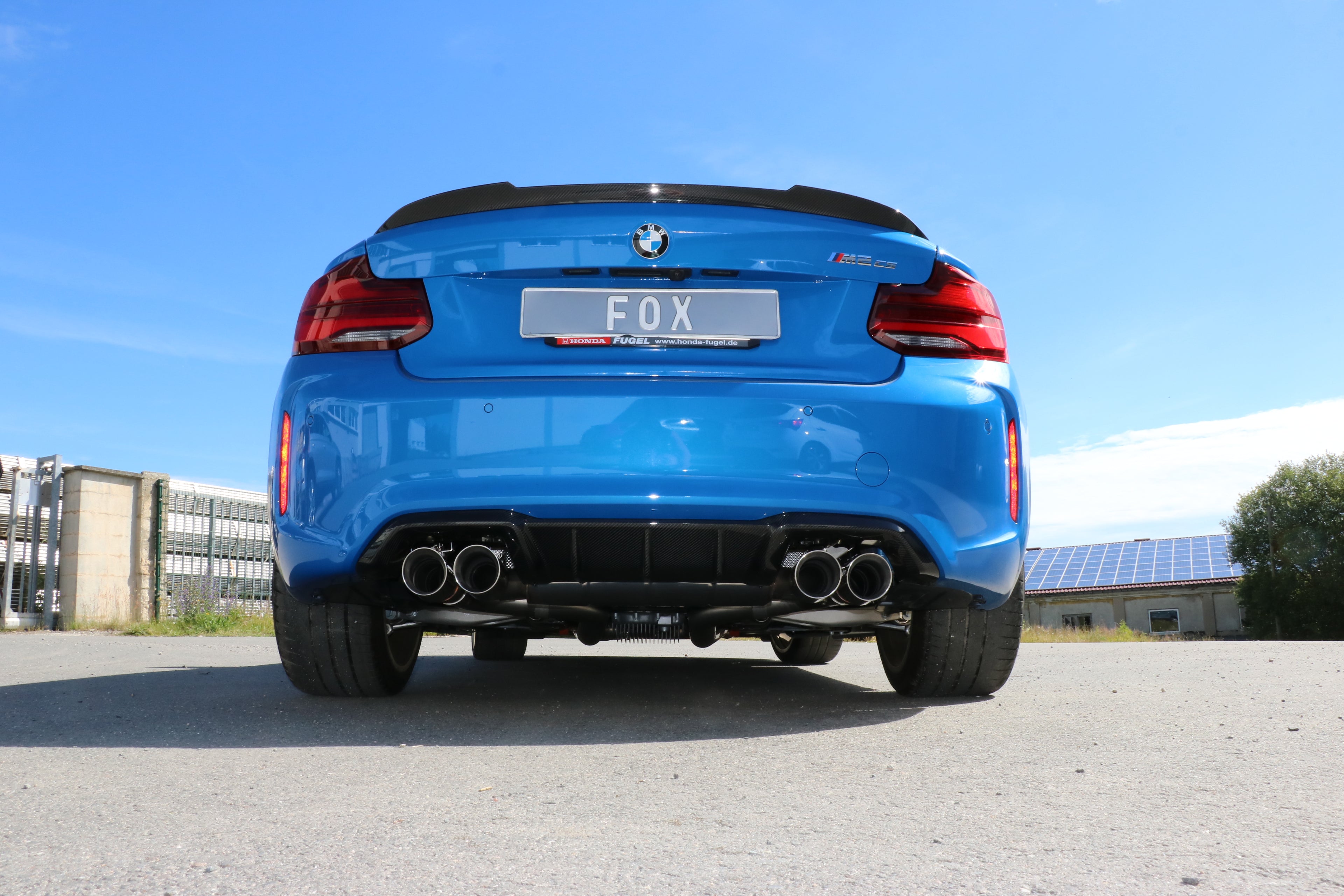 Fox passend für BMW F87 M2 Competition + CS Endschalldämpfer quer Ausgang rechts/links mit 2 Abgasklappen - 2x90 Typ 25 rechts/links