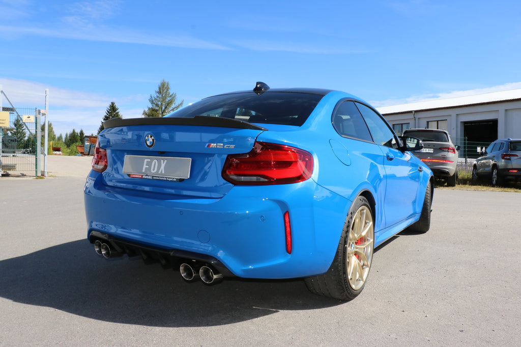 Fox passend fürBMW F87 M2 Competition + CS Endschalldämpfer quer Ausgang rechts/links mit 2 Abgasklappen - 2x90 Typ 25 rechts/links