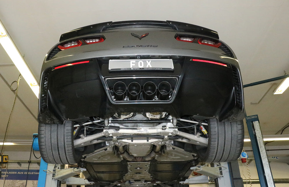 Fox passend fürCorvette C7/ Z06 Endschalldämpfer Ausgang mittig - 4x100 Typ 25 mittig SCHWARZ