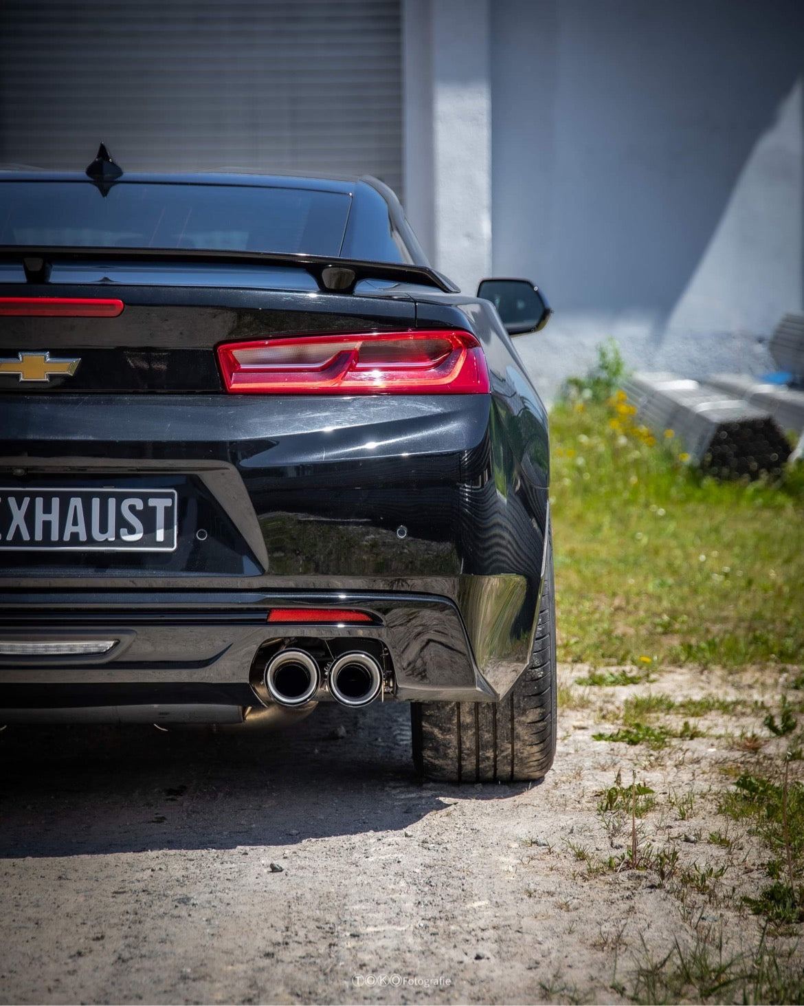 Fox passend fürChevrolet Camaro - A1XC Endschalldämpfer quer Ausgang rechts/links mit 2 Abgasklappen - 2x100 Typ 25 rechts/links mit schwarzen Covern