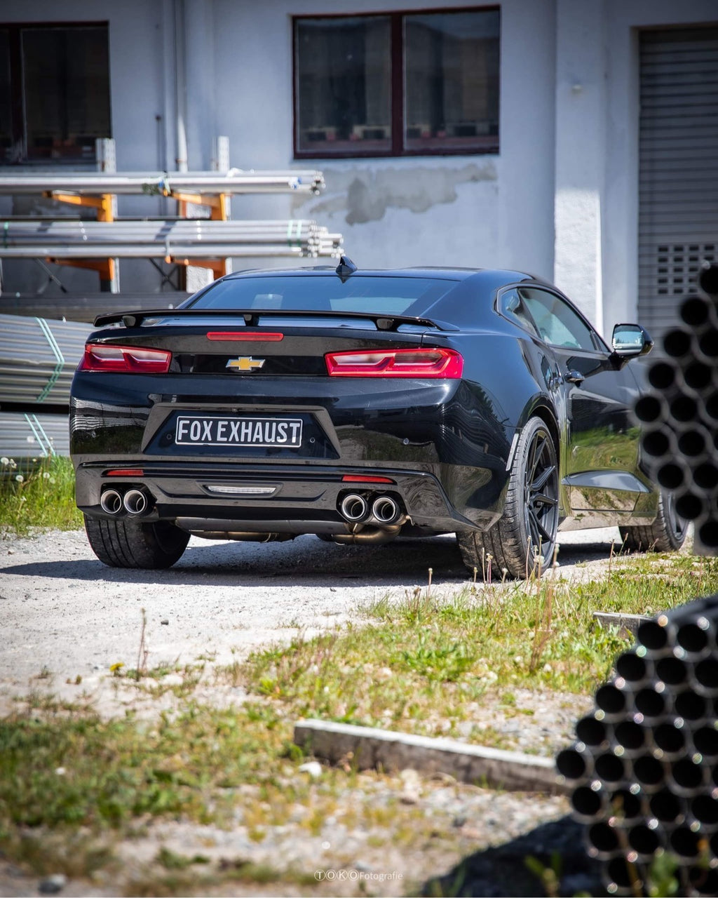 Fox passend fürChevrolet Camaro - A1XC Endschalldämpfer quer Ausgang rechts/links mit 2 Abgasklappen - 2x100 Typ 25 rechts/links mit schwarzen Covern