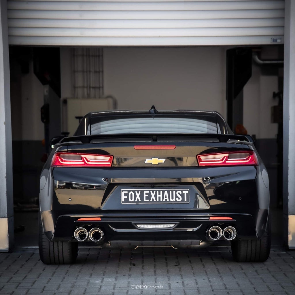 Fox passend fürChevrolet Camaro - A1XC Endschalldämpfer quer Ausgang rechts/links mit 2 Abgasklappen - 2x100 Typ 25 rechts/links