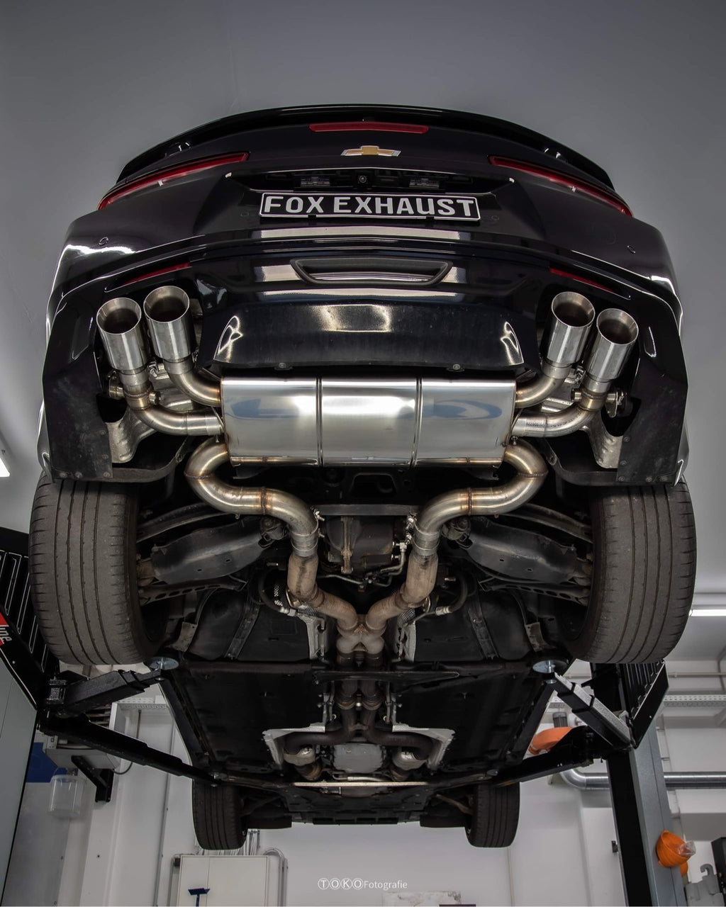 Fox passend fürChevrolet Camaro - A1XC Endschalldämpfer quer Ausgang rechts/links mit 2 Abgasklappen - 2x100 Typ 25 rechts/links