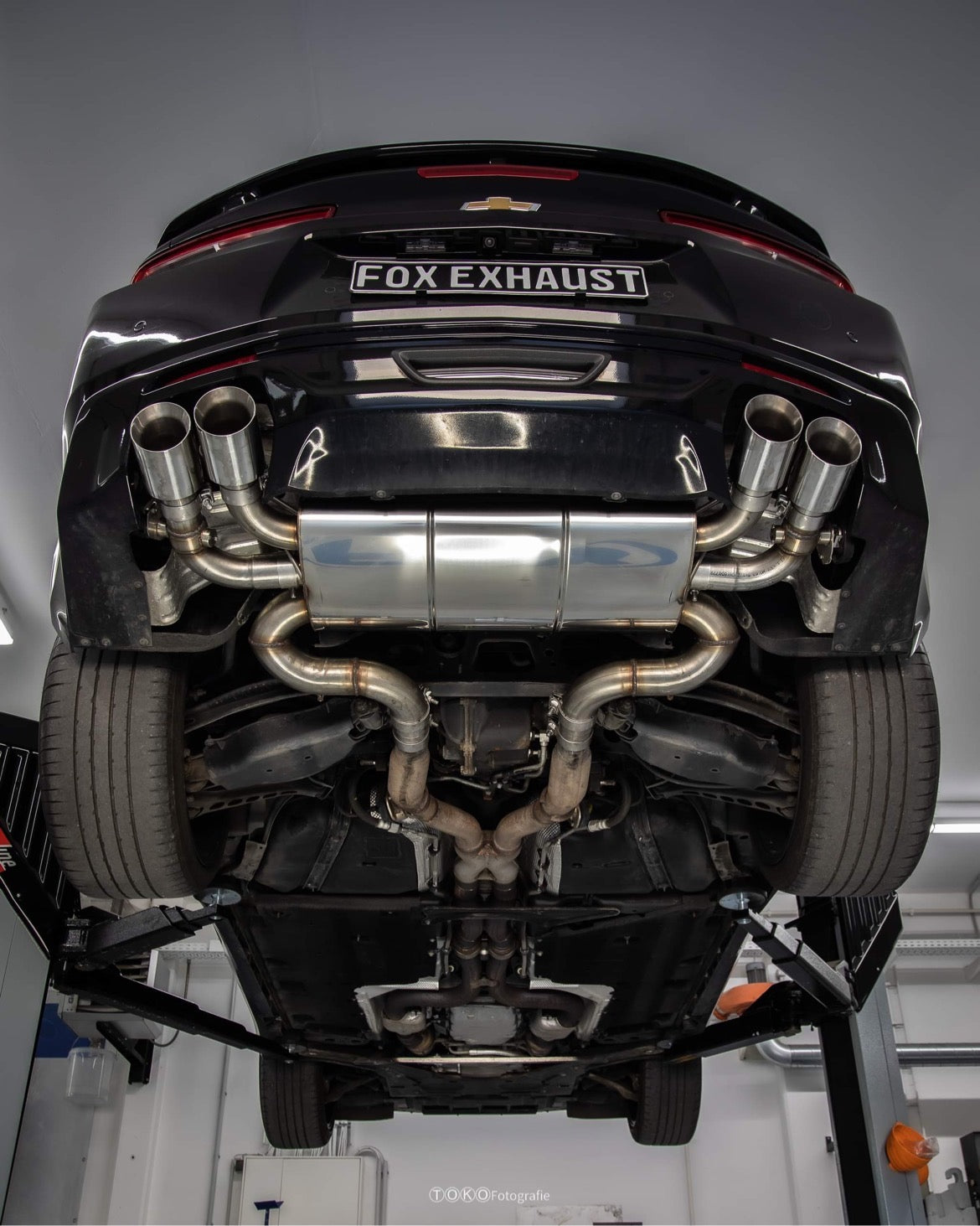 Fox passend fürChevrolet Camaro - A1XC Endschalldämpfer quer Ausgang rechts/links mit 2 Abgasklappen - 2x100 Typ 25 rechts/links