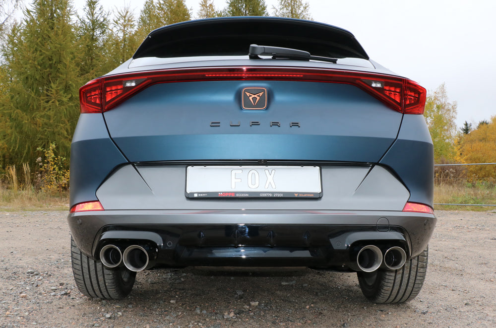 Fox passend fürCUPRA Formentor 4x4 Halbanlage ab Kat - 2x100 Typ 25 innen und 2x90 Typ 25 außen - mit 2 elektronischen Klappen