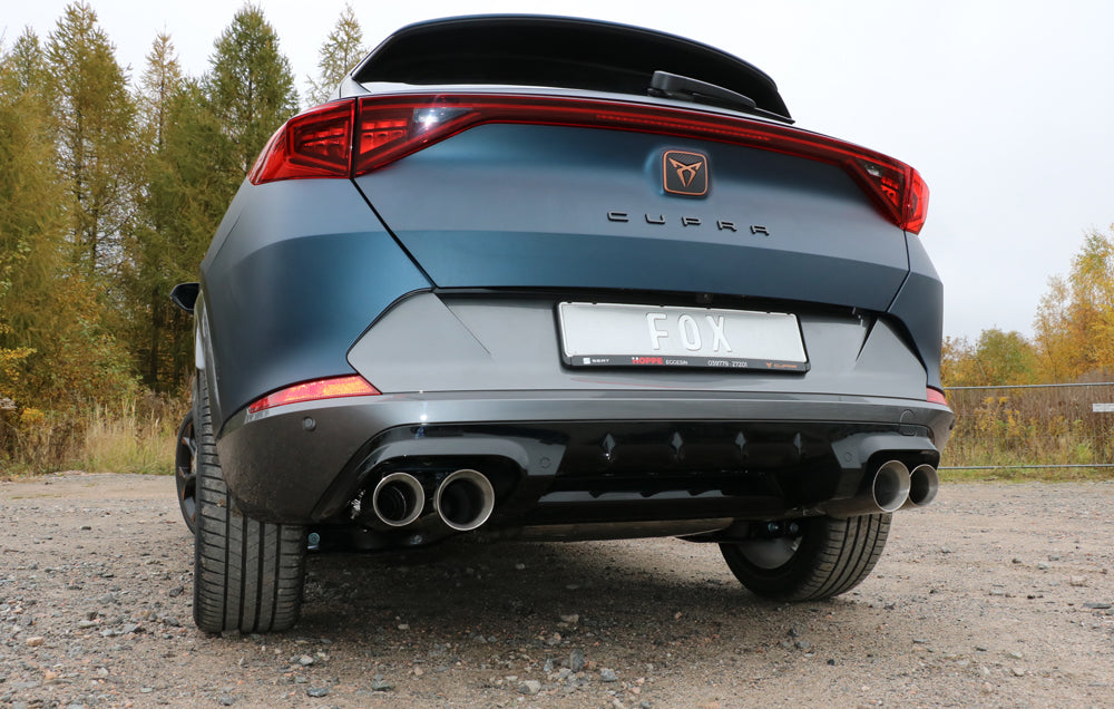Fox passend für CUPRA Formentor 4x4 Halbanlage ab Kat - 2x100 Typ 25 innen und 2x90 Typ 25 außen - mit 2 elektronischen Klappen