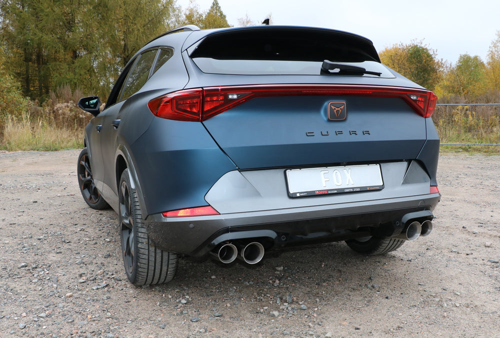 Fox passend fürCUPRA Formentor 4x4 Halbanlage ab Kat - 2x100 Typ 25 innen und 2x90 Typ 25 außen - mit 2 elektronischen Klappen