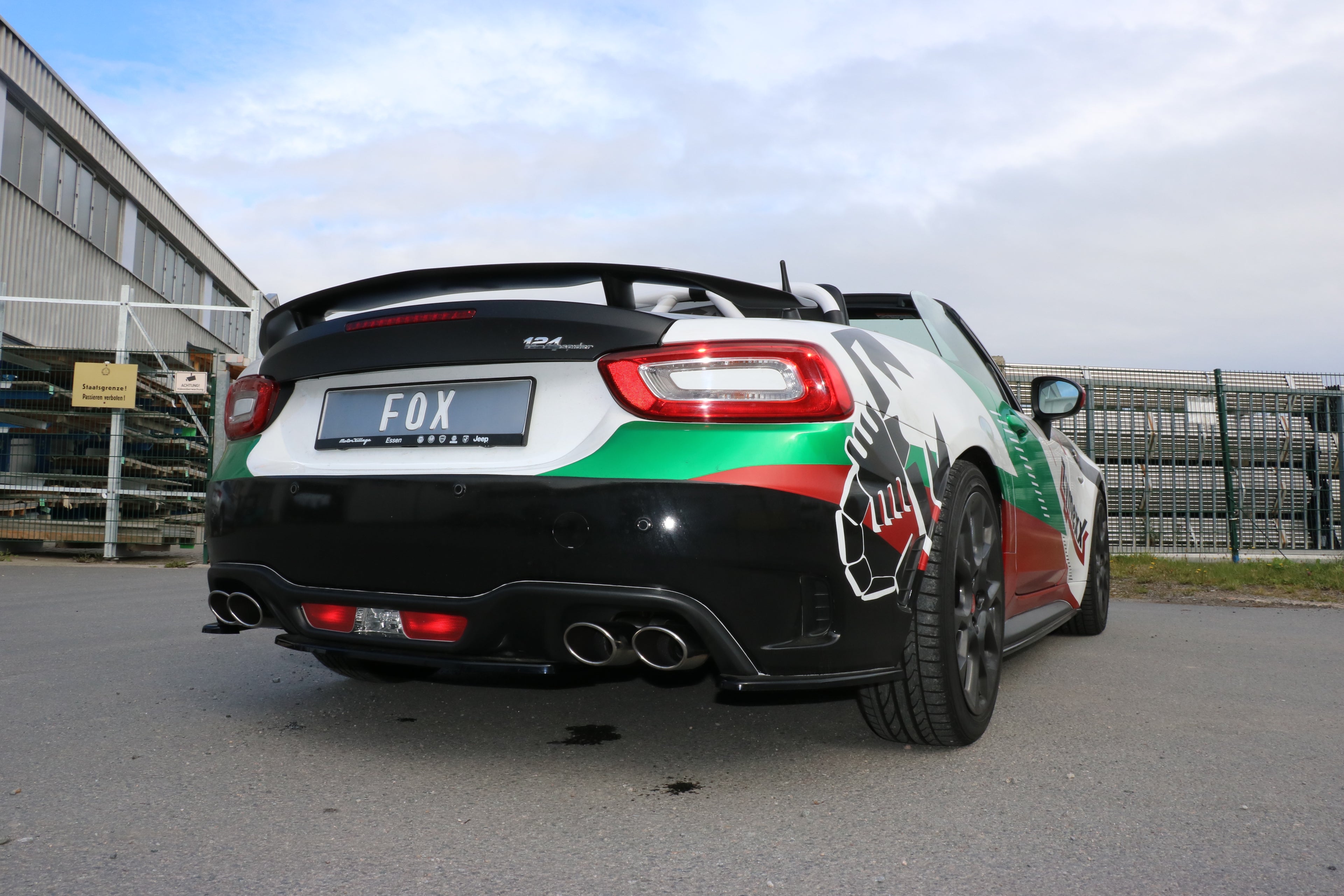 Fox passend fürFiat 124 Spider Abarth Endschalldämpfer quer Ausgang rechts/links - 2x106x71 Typ 32 rechts/links