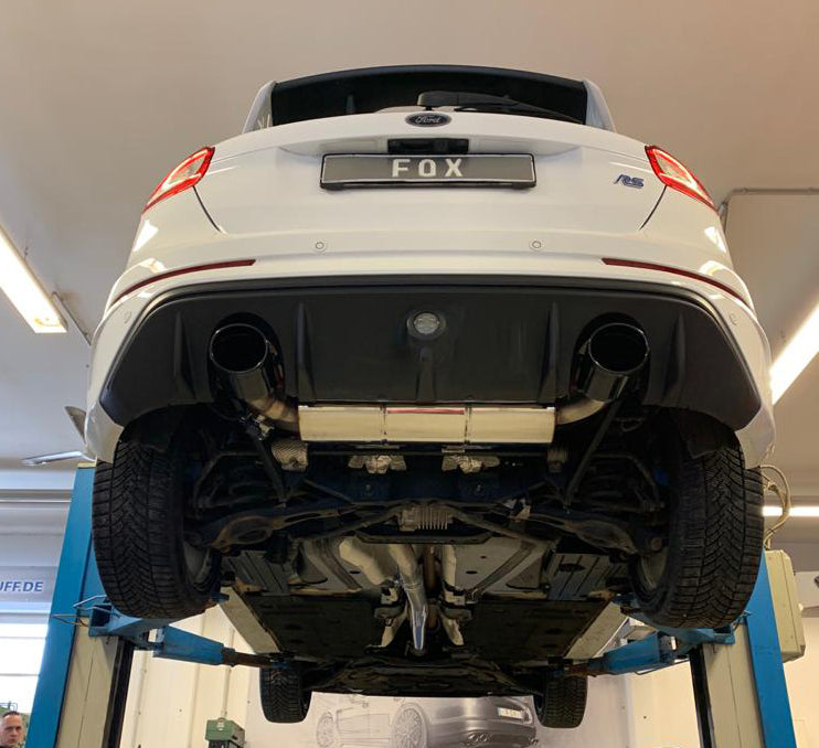 Fox passend fürFord Focus III RS Endschalldämpfer quer Ausgang rechts/links mit Abgasklappe - 129x106 Typ 32 rechts/links schwarz emailliert