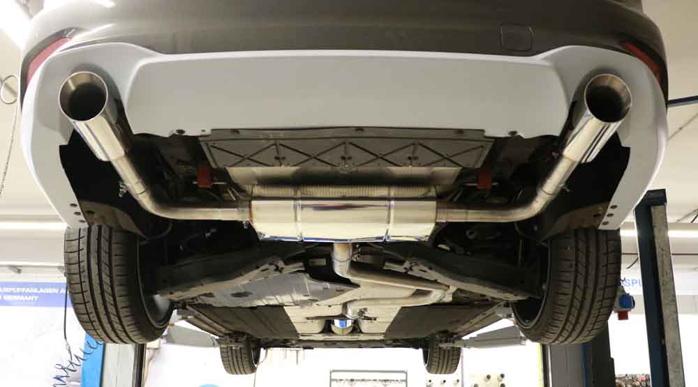 Fox passend fürFord Focus IV Turnier/ Kombi ST-Look Endschalldämpfer Ausgang rechts/links - 1x100 Typ 25 rechts/links für originale ST Stoßstange