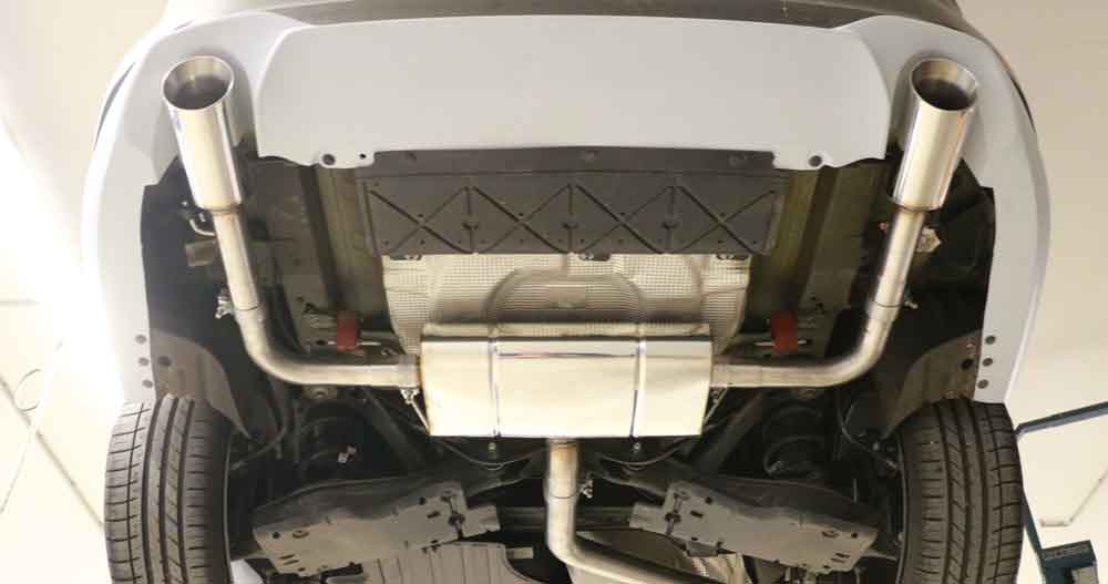 Fox passend fürFord Focus IV Turnier/ Kombi ST-Look Endschalldämpfer Ausgang rechts/links - 1x100 Typ 25 rechts/links für originale ST Stoßstange