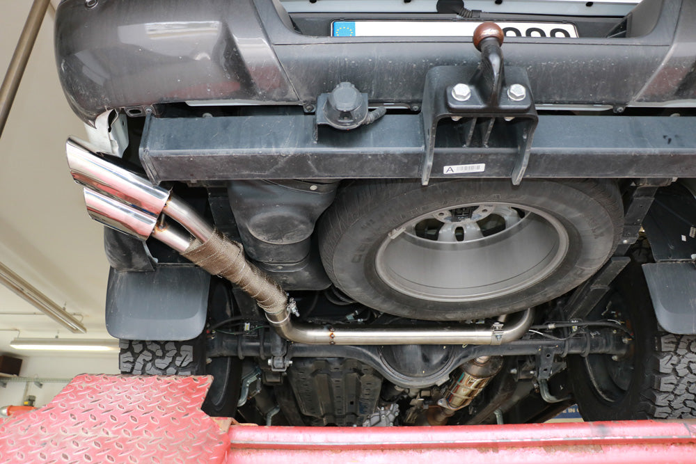 Fox passend fürFord Ranger 2011-08/2016 - 4x4 - Doppelkabine Endschalldämpfer Sidepipe, Ausgang an der linken Fahrzeugseite hinter dem Hinterrad - 2x115x85 Typ 38