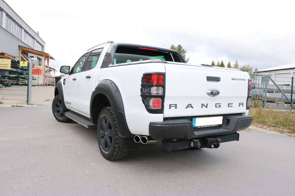 Fox passend fürFord Ranger ab 10/2016 4x4 - Doppelkabine + Wildtrak Endschalldämpfer Sidepipe, Ausgang an der linken Fahrzeugseite hinter dem Hinterrad  - 2x115x85 Typ 38