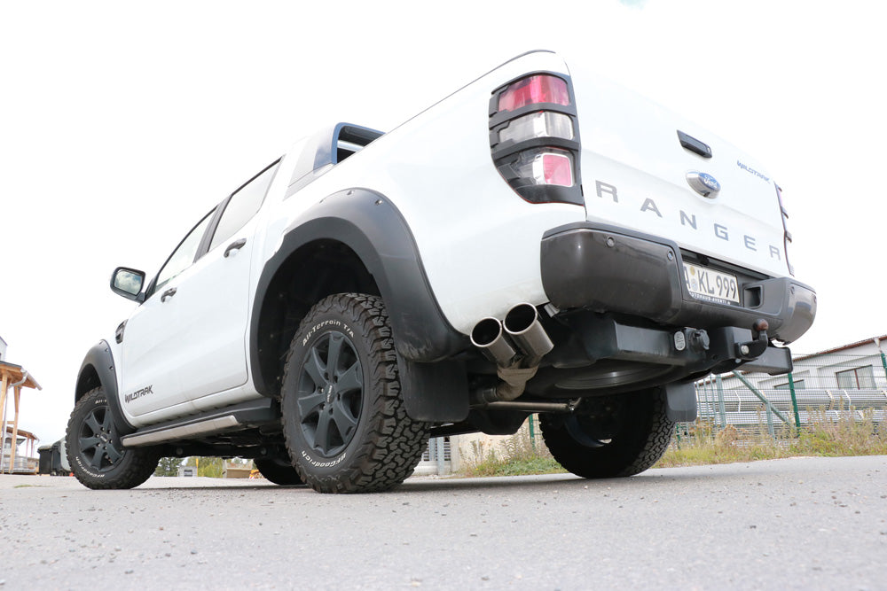 Fox passend fürFord Ranger 2011-08/2016 - 4x4 - Doppelkabine Endschalldämpfer Sidepipe, Ausgang an der linken Fahrzeugseite hinter dem Hinterrad - 2x115x85 Typ 38