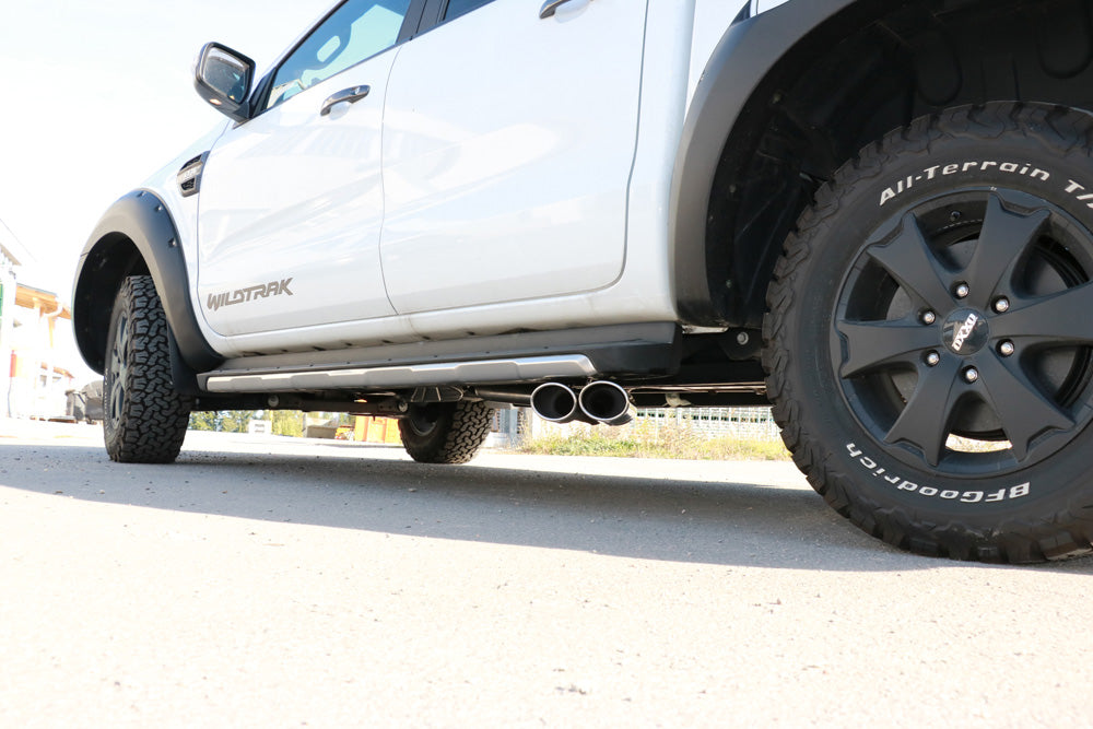 Fox passend fürFord Ranger ab 10/2016 4x4 - Wildtrak Endschalldämpfer Sidepipe, Ausgang rechts und links am Fahrzeug - 2x115x85 Typ 38 rechts/links