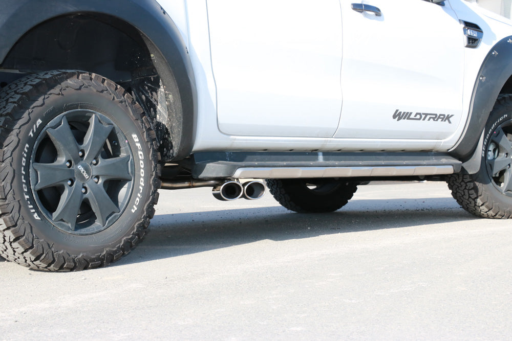 Fox passend fürFord Ranger ab 10/2016 4x4 - Wildtrak Endschalldämpfer Sidepipe, Ausgang rechts und links am Fahrzeug - 2x115x85 Typ 38 rechts/links