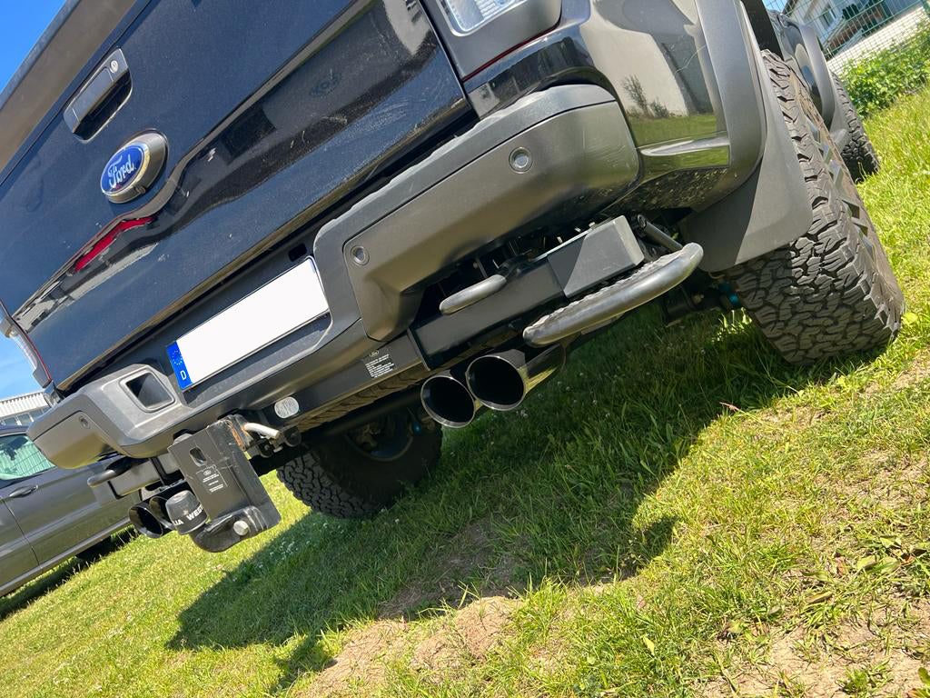 Fox passend für Ford Raptor - Doppelkabine - 2019-2021 Endschalldämpfer Ausgang rechts/links - 2x100 Typ 25 rechts/links schwarz emalliert