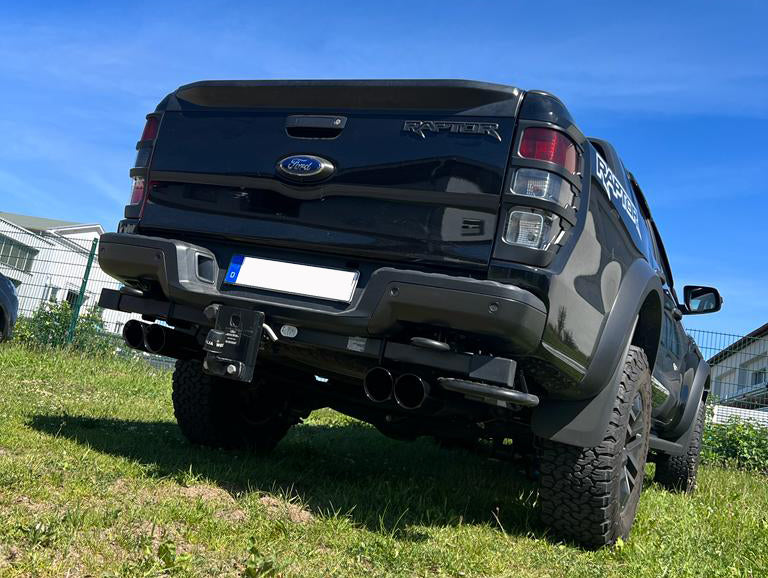 Fox passend fürFord Raptor - Doppelkabine - 2019-2021 Endschalldämpfer Ausgang rechts/links - 2x100 Typ 25 rechts/links schwarz emalliert