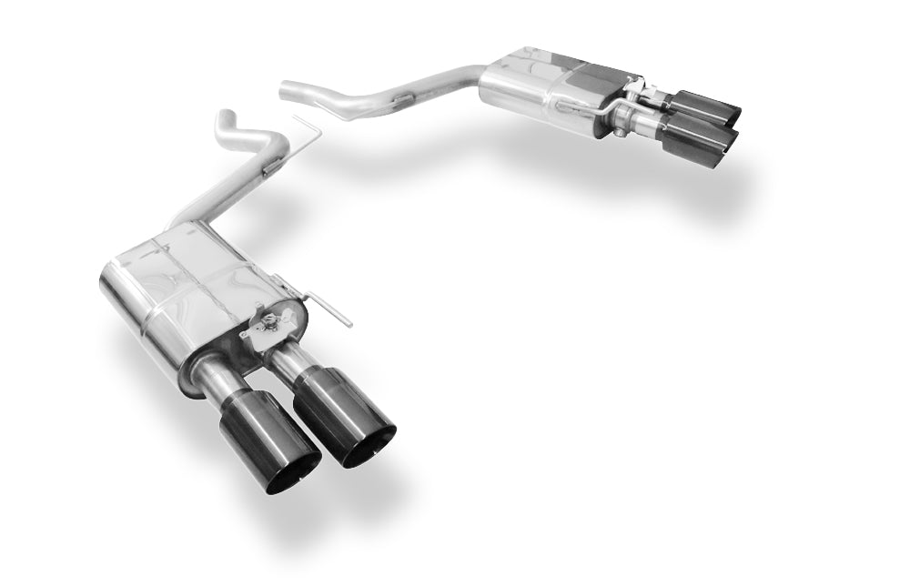 Fox passend für Ford Mustang VI Facelift Coupe & Convertible - 8 -Zylinder Endschalldämpfer rechts/links mit Abgasklappen - 2x100 Typ 25 rechts/links schwarz emalliert
