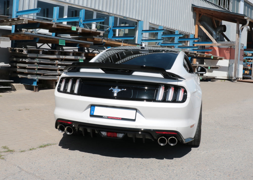 Fox passend fürFord Mustang VI Coupe & Convertible - 4/6/8 -Zylinder Endschalldämpfer rechts/links ohne Abgasklappen - 2x100 Typ 25 rechts/links - passend an den Stoßstangenansatz 52889573 von Velocity