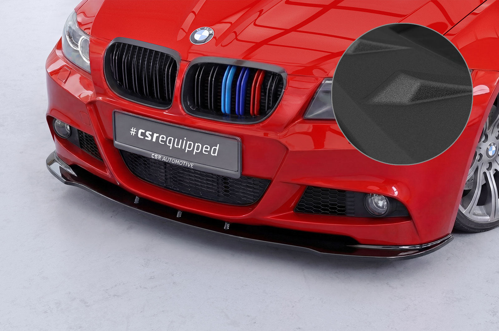 CSR Frontspoiler | Cup-Spoilerlippe mit ABE für BMW 3er E90 / E91 LCI M-Paket CSL168-S Strukturiert schwarz matt (keine Lackierung erforderlich)