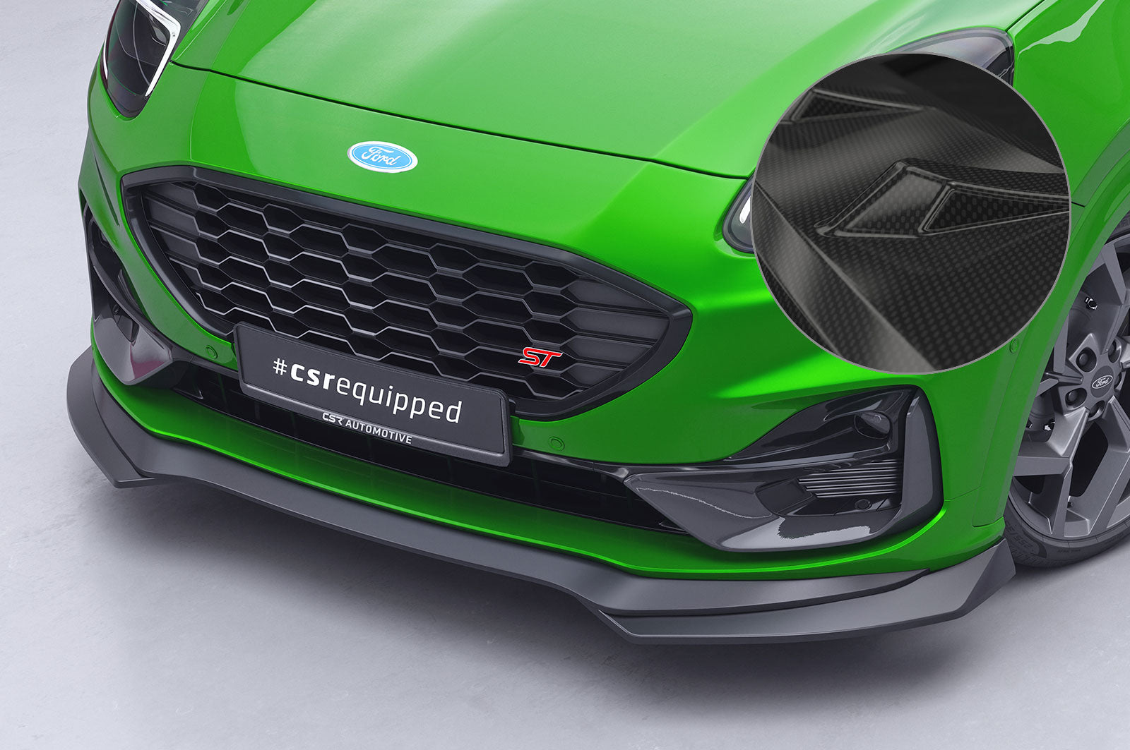 CSR Frontspoiler | Cup-Spoilerlippe mit ABE für Ford Puma ST CSL009-C Carbon Look Hochglanz (keine Lackierung erforderlich)