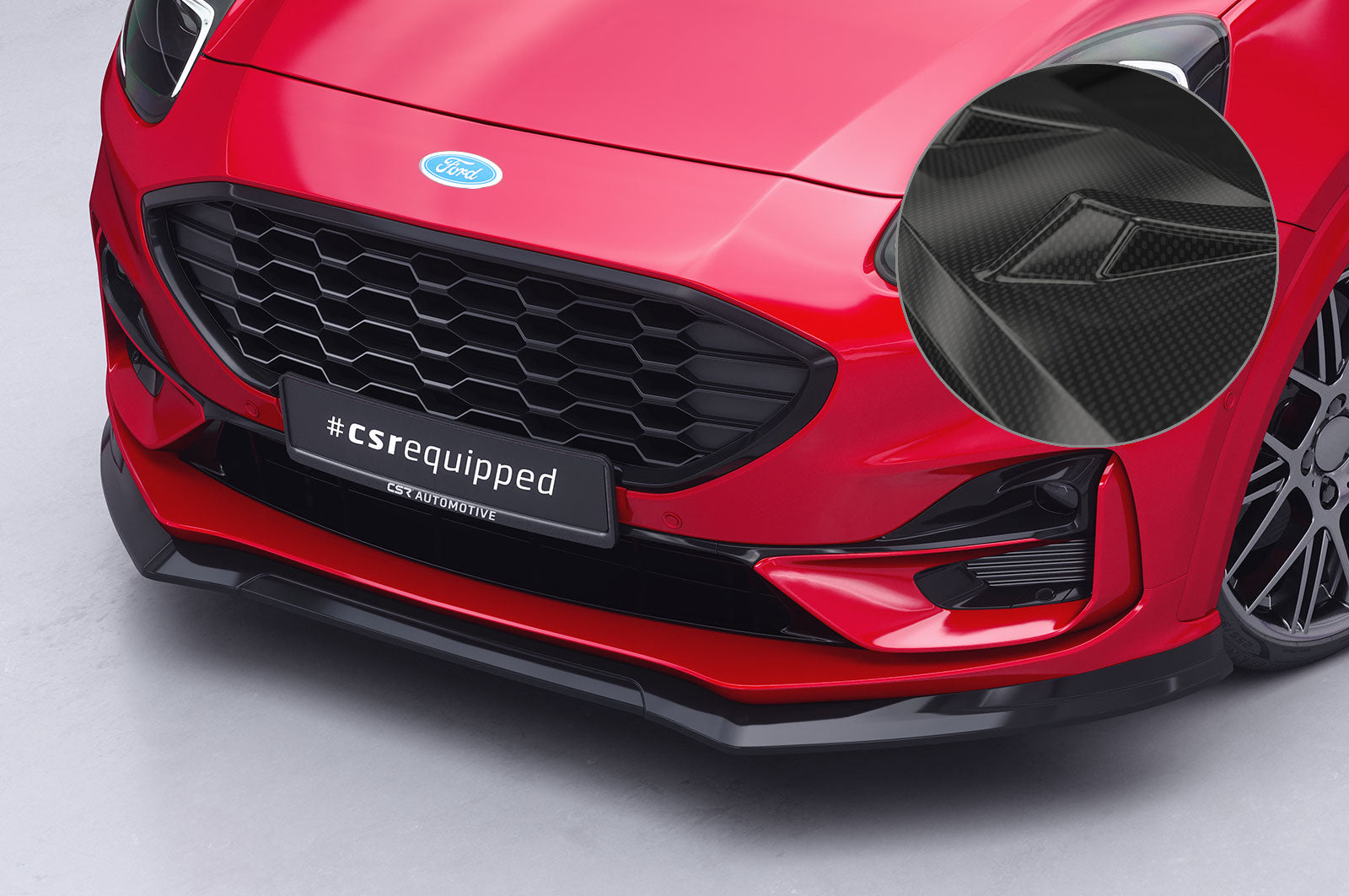 CSR Frontspoiler | Cup-Spoilerlippe mit ABE für Ford Puma ST-Line CSL504-C Carbon Look Hochglanz (keine Lackierung erforderlich)