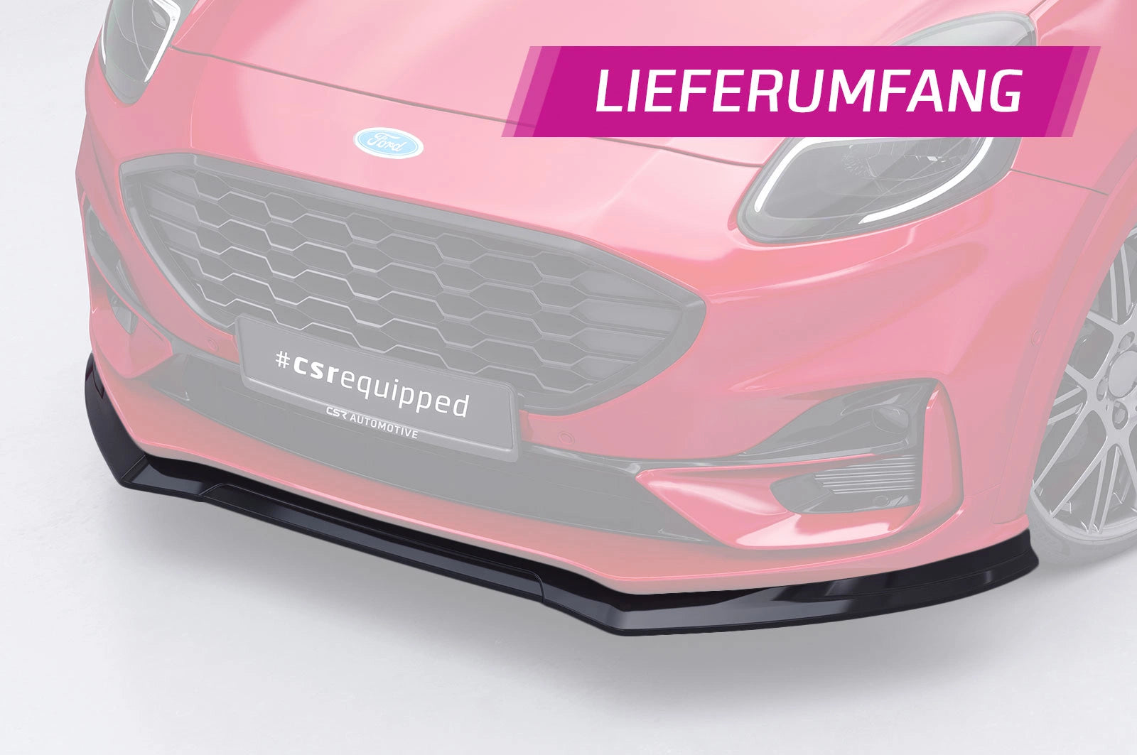 CSR Frontspoiler | Cup-Spoilerlippe mit ABE für Ford Puma ST-Line CSL504-S Strukturiert schwarz matt (keine Lackierung erforderlich)