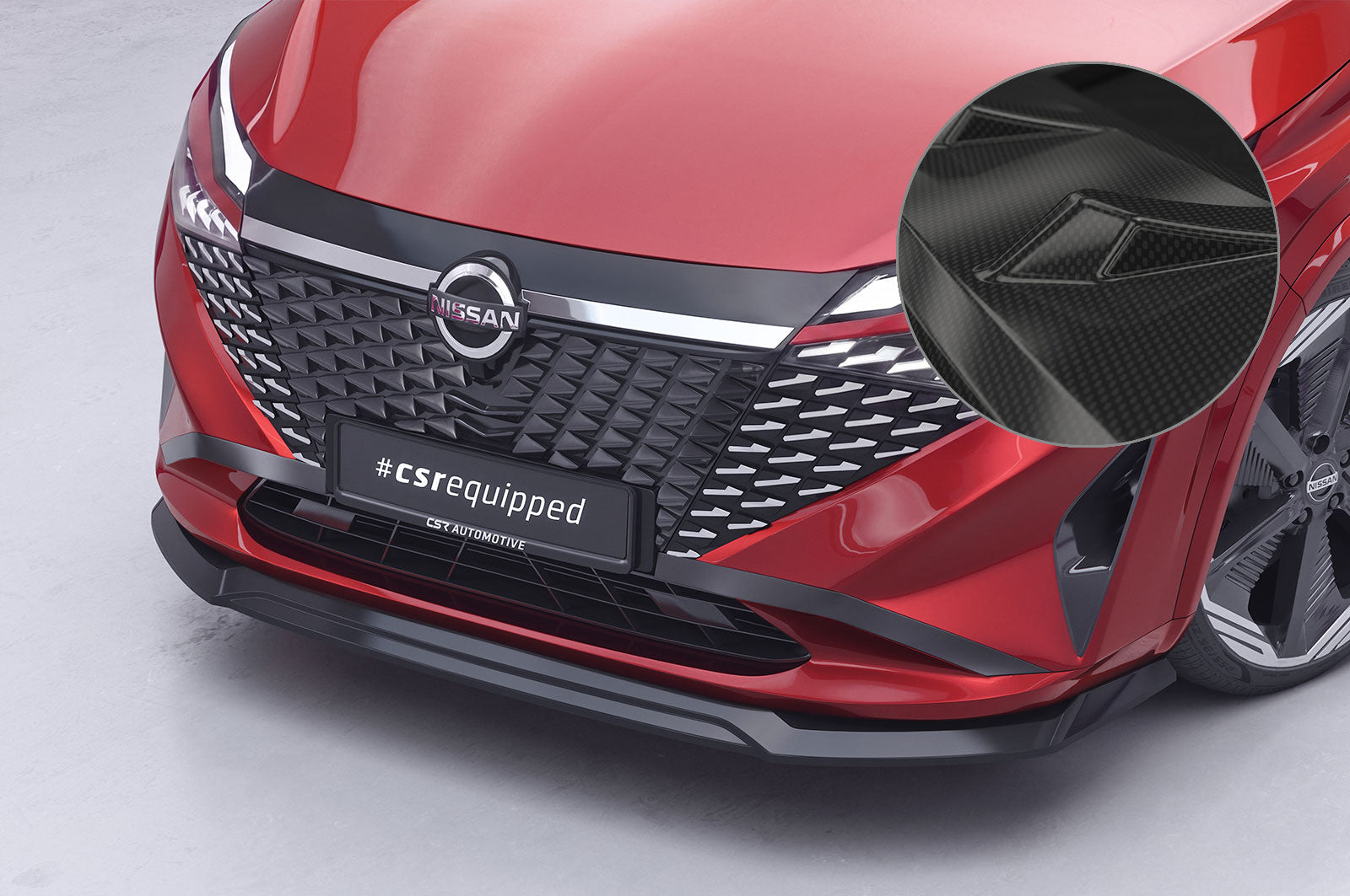 CSR Frontspoiler | Cup-Spoilerlippe mit ABE für Nissan Qashqai (J12) CSL003-C | Carbon Look Hochglanz (keine Lackierung erforderlich)