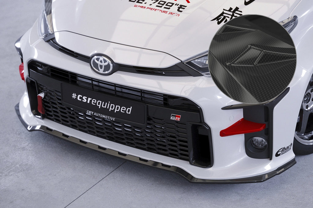 CSR Frontspoiler | Cup-Spoilerlippe mit ABE für Toyota GR Yaris (XP21) CSL535-C Carbon Look Hochglanz (keine Lackierung erforderlich)