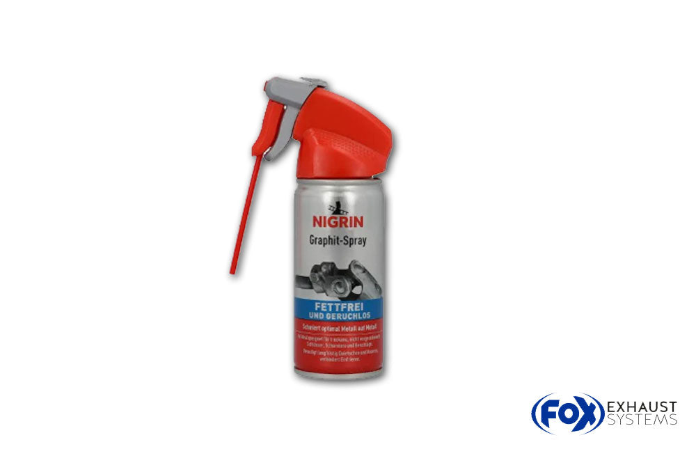 Fox NIGRIN 72254 Graphit Spray 100ml Schmiert optimal Metall auf Metall - Fettfrei und geruchslos - Beseitigt dauerhaft Quietschen und Knarzen