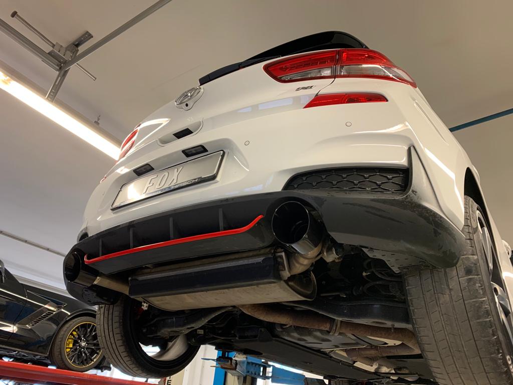Fox passend fürHyundai i30N Performance + Fastback Endrohre passend auf den originalen Endschalldämpfer - 1x114 Typ 25 rechts/links schwarz